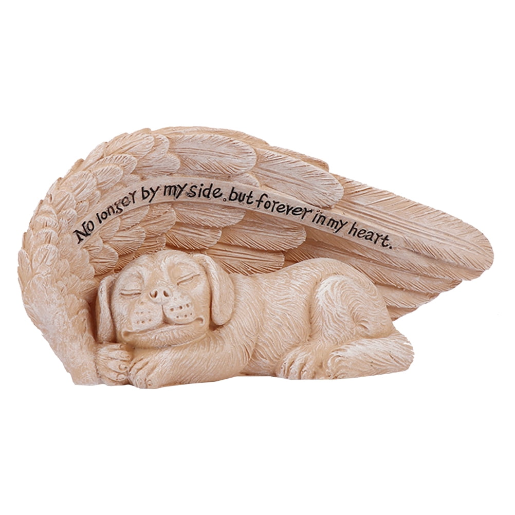 Rosarivae 1pc Lovely Angel Dog Statue Delicate Angel Dog Sculpture Figure Garden Ornament