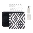 thumbnail image 3 of Mainstays 16-Piece Black Diamond Pattern Shower Curtain Bathroom Set – Fabric Curtain with Rug, Hooks, Soap Dispenser & Tray, 3 of 17