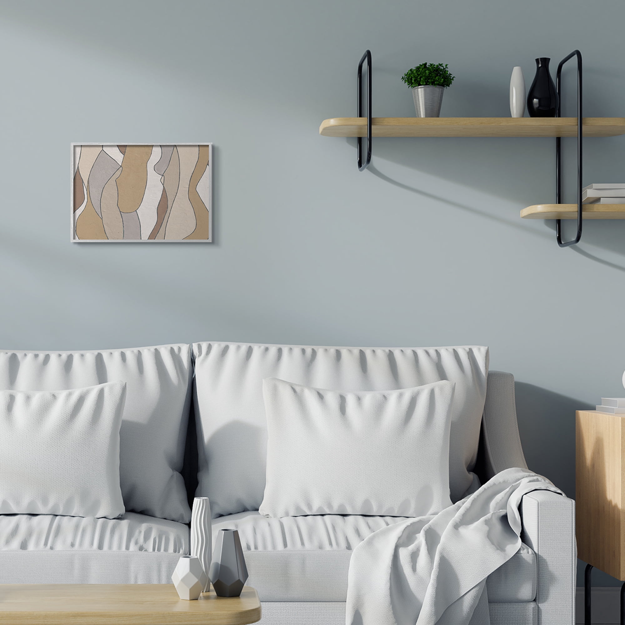 Stupell Industries Abstract Curved Body Shapes Brown Beige Neutral Abstract Painting Gray Framed Art Print Wall Art, 11 x 14