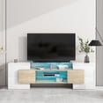 thumbnail image 2 of Harper & Bright Designs Modern TV Stand for 80 inch TV, Lighted TV Stand with Glass Shelves, High Gloss Entertainment Center for Living Room, Wood, 2 of 13