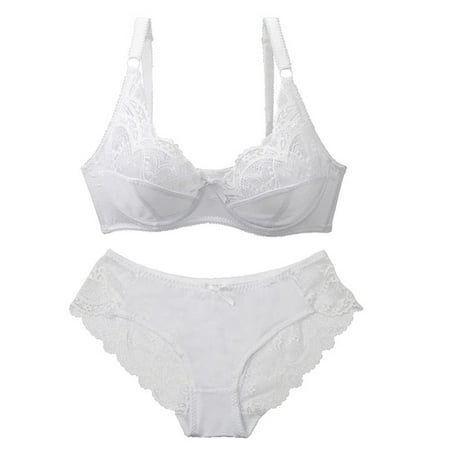 Pavied Bikini Sets for Women Push Up Bras for Women Bra And Panty Sets Lace Bras 2 Pieces Suit Thin Comfortable Breathable Base Set Seamless Underwear Women S Underwear And Bras White 90E