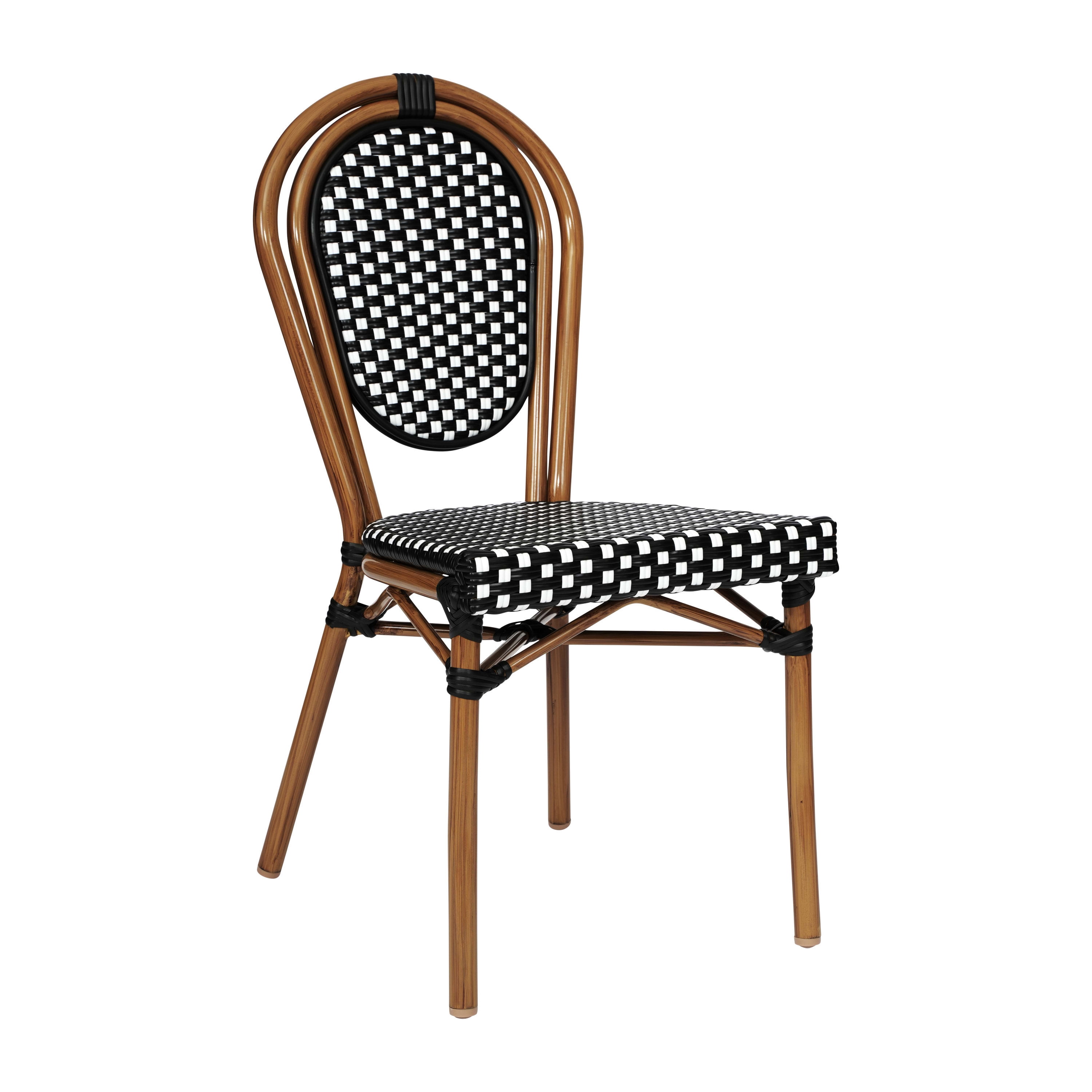 Flash Furniture Lourdes Indoor/Outdoor French Bistro Stacking Chair Black/White/Natural