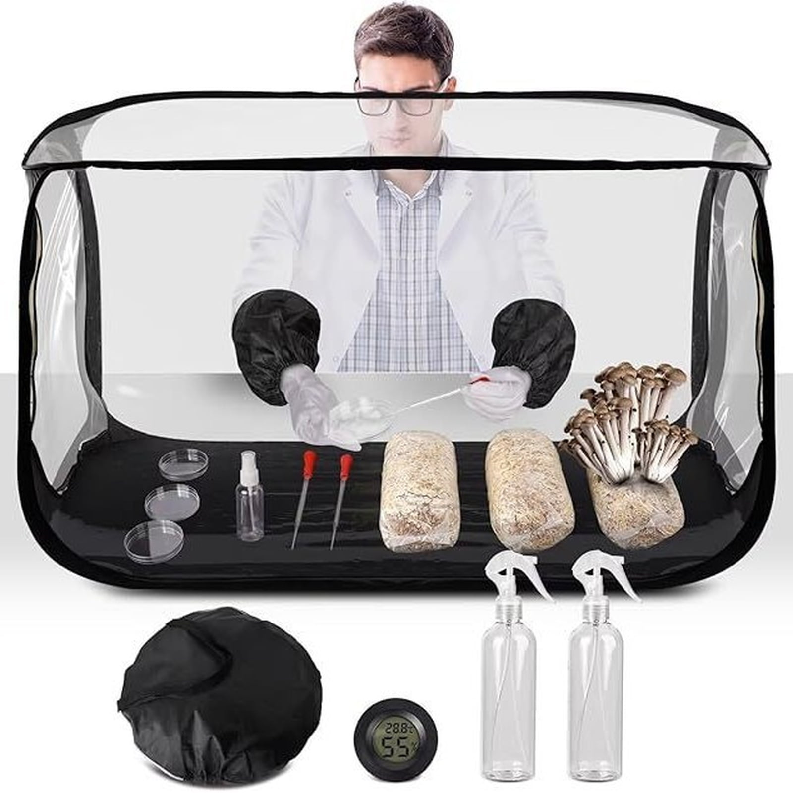 Large Still Air Box Mushroom Grow Tent - 38x20x25 Inch Clean Air Workstation, Sturdy Flow Hood for Grow Bags, Growers, and Home Scientists