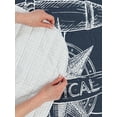 thumbnail image 4 of Marine Reversible Bedspread Set, Nautical Knot Compass Anchor Pattern Sea World Ocean Life Grunge Illustration, Pillow Shams & Comforter Microfiber Bedding Set, 3 Sizes, Dark Blue White, by Ambesonne, 4 of 4