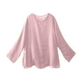 thumbnail image 6 of Perfectbot Womens Linen Tunic Tops Long Sleeves Crewneck Loose Fit Blouses Casual Fashion T Shirts, 6 of 7