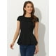 thumbnail image 3 of Blusa peplum Allegra K para mujer color sólido cuello redondo manga casquillo XL, 3 of 5