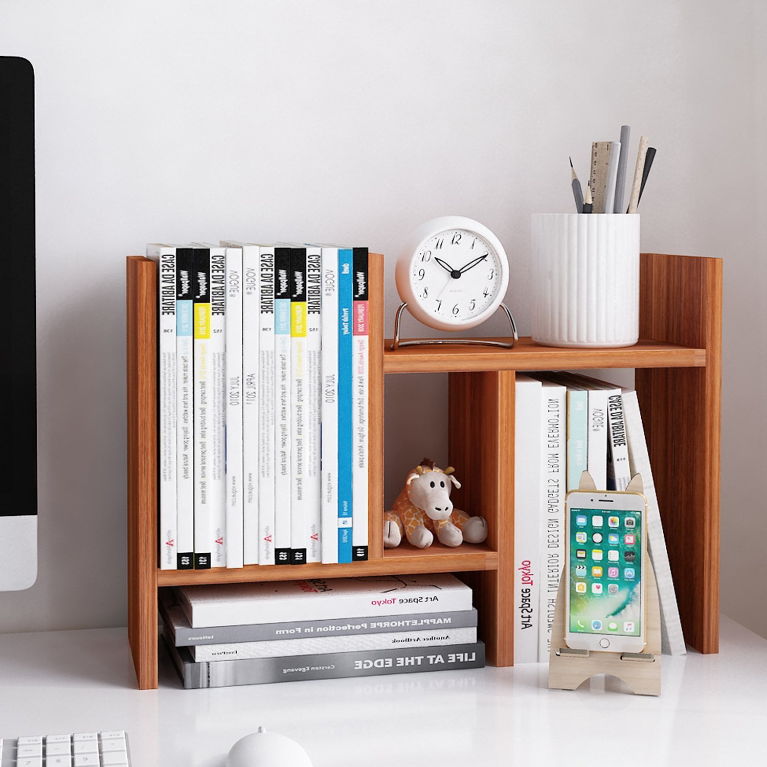 Details about   Adjustable Desktop Bookshelf Desk Organizer Display Shelf Rack Counter Top Bo... 