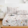 thumbnail image 6 of Twin Sze Fitted Sheet Set - Flowers Birds 2 Piece Bedding Sets 16" Deep Pocket Fitted Sheet with 1 Pillowcase, Farmhouse Botanical Floral Branches Plants Brushed Microfiber Hotel Luxury Bed Sheets, 6 of 9