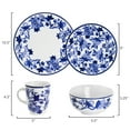 thumbnail image 6 of Elama Cattleya Orchid 16 Piece Round Porcelain Dinnerware Set in Blue and White, 6 of 10