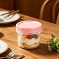 thumbnail image 1 of Plastic Food Storage Container with Lid, Transparent P Ink Yogurt Pudding Jar, Compact Stackable Sealed Dessert Box 7.8 x 6.2 cm, 1 Pack, 1 of 6