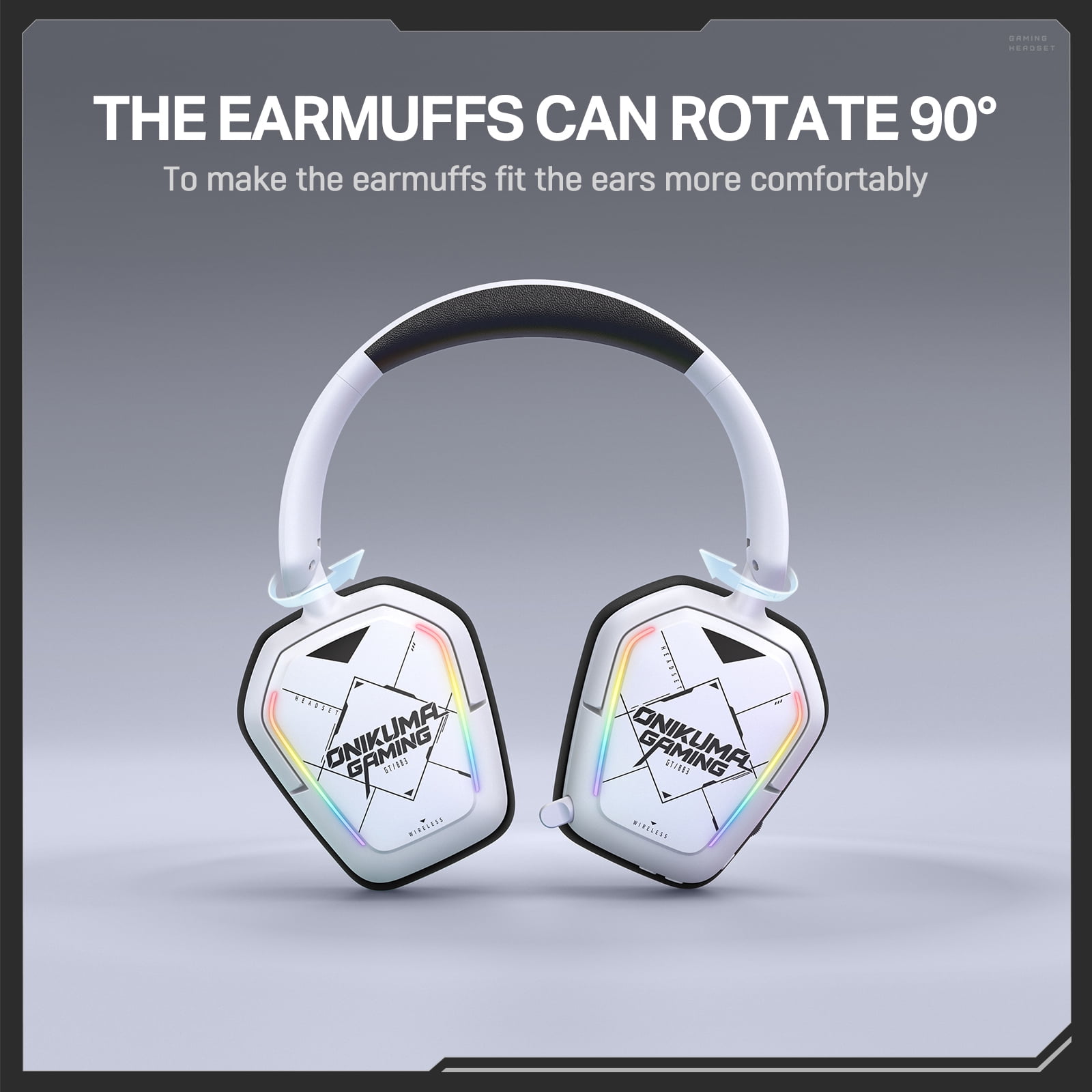 Siivton Wireless Gaming Headset with 2.4GHz & Bluetooth 5.3, for PS5, PS4, PC, Switch, 60H Battery Life, Noise Canceling Mic, 7.1 Surround Sound, RGB Light, Foldable Headphones - White