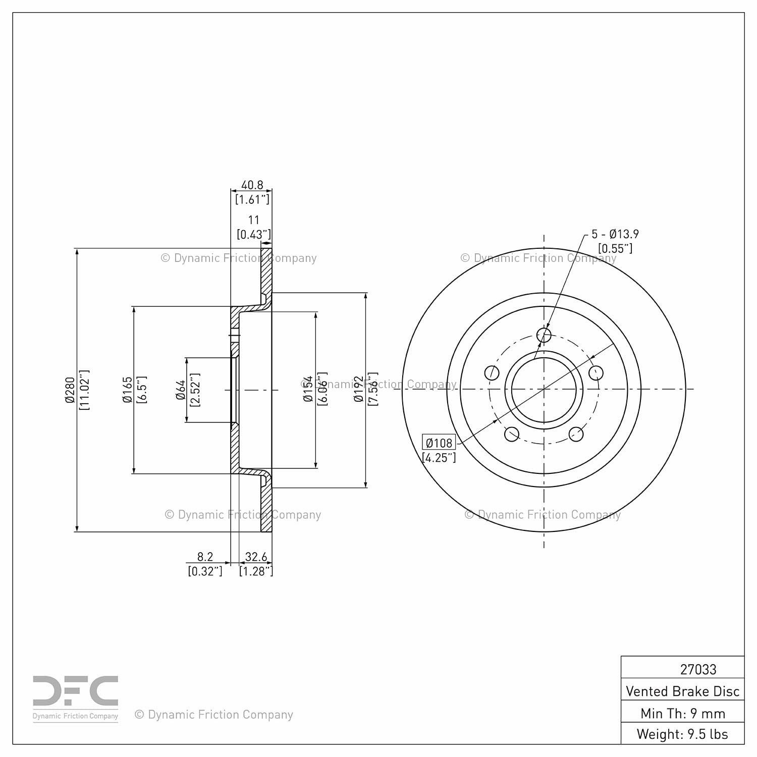Rear Dynamic Friction Company GEOSPEC Coated Brake Rotor 604-27033 (1) For 2004-2011 Volvo S40, 2005-2011 Volvo V50, 2006-2013 Volvo C70, 2007-2013 Volvo C30