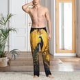 thumbnail image 5 of Vsdgher Elegant Gold Leaf Peacock Print Mens Pajama Pants Sleep & Lounge Pants, PJ Bottoms With elastic waistb and Pockets, 5 of 5