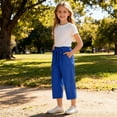 thumbnail image 5 of Ruyang Teen Girls Cotton Linen Wide Leg Pants Drawstring Kids Oversized Casual Lightweight Flowy Palazzo Pants Long Trousers Pockets, 5 of 6