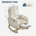 thumbnail image 3 of Mid-Century Nursery Rocking Chair w/Optional Footrest & USB, High Back Glider, Teddy/Linen Beige, 3 of 8