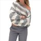 thumbnail image 2 of Suéter de Rayas de Gran Tamaño para Mujer, Sudadera de Punto con Bloques de Color, Larga, Suéter Holgado, Jersey Preppy Y2K. Gris L, 2 of 8