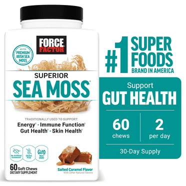Force Factor Superior Sea Moss, Irish Sea Moss Supplement, Salted Caramel Flavor, 60 Soft Chews