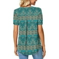 thumbnail image 4 of MOSHU T-shirts for Women Pleated Printed Short Sleeve Tunice Tops V Neck Summer Womens Shirts, 4 of 6