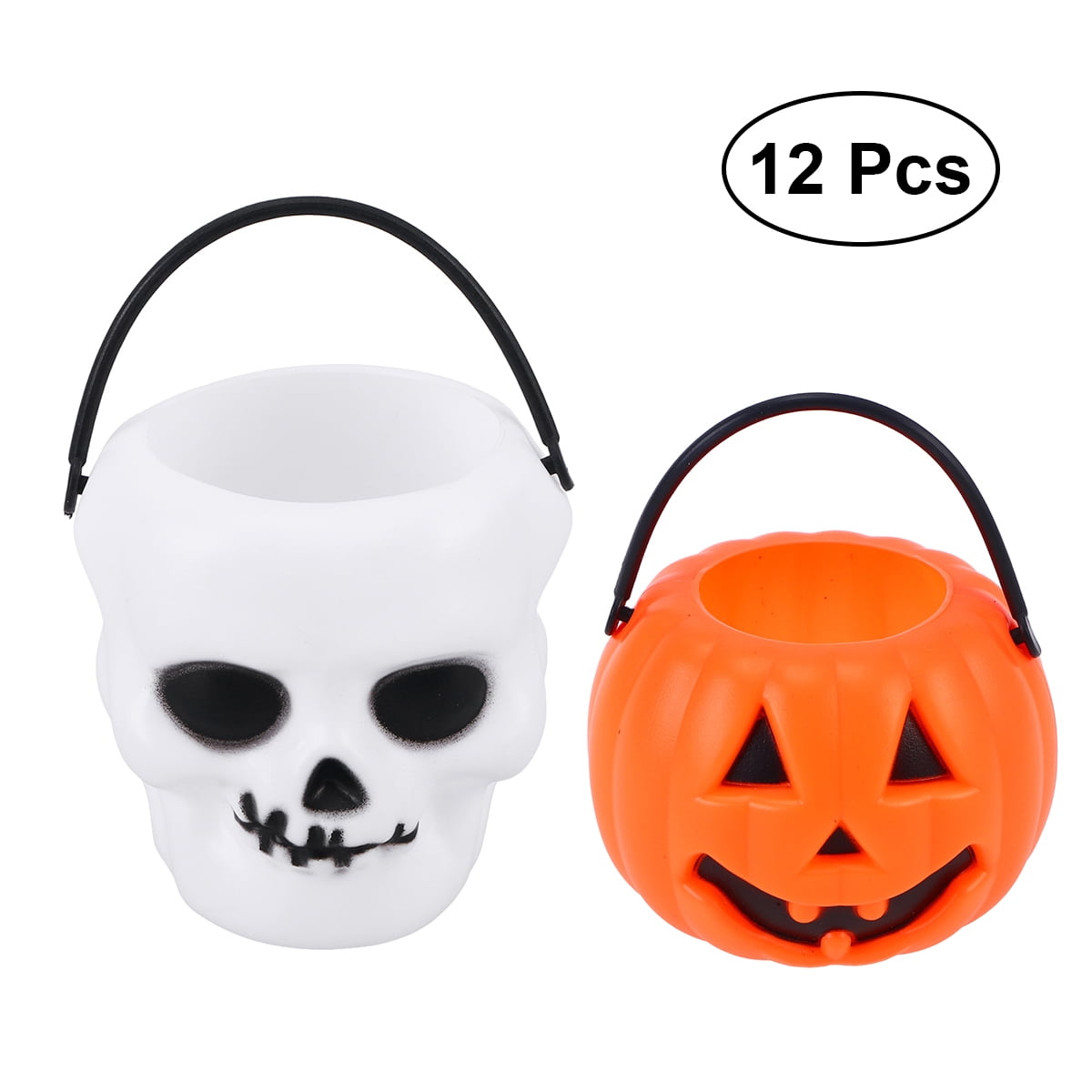 HOMEMAXS 12pcs Halloween Portable Pumpkin Bucket Skull Bucket Children