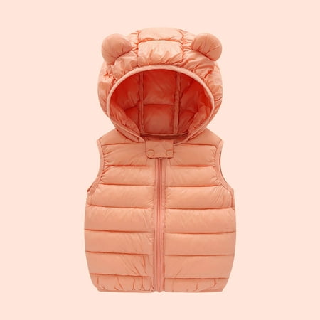 

jsaierl Boys Girls Puffer Down Vest Toddler Kids Hooded Zip Sleeveless Jacket Winter Coat