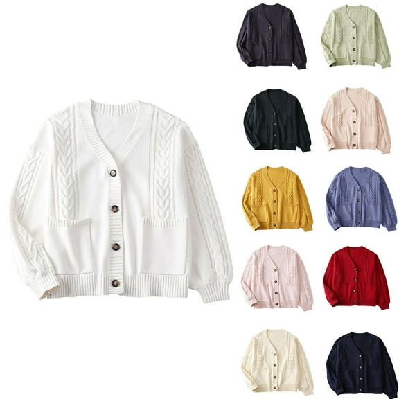 Xuniizn Cardigan Sweaters for Women Knit Long Sleeve Cotton V-Neck Sweater Fashion Button Down Work Causal Cardigan Jacket Outfits Clothes