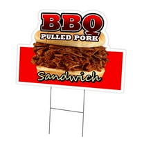 BBQ Pulled Pork Sandwich Yard Sign 18" X 24" & Stake | Advertise Your Business | Stake Included Double Sided Image | Made in The USA