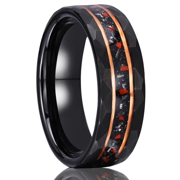 Tungsten Steel Black Ring Inlaid with Natural Stone Couple Tungsten Gold Ring