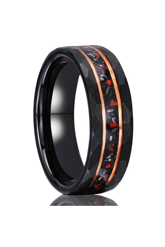Tungsten Steel Black Ring Inlaid with Natural Stone Couple Tungsten Gold Ring