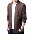 thumbnail image 2 of Suéter de punto de lana para hombre de otoño, chaqueta de suéter de lana para hombre, abrigo de suéter con botones de color sólido, 2 of 5