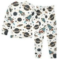 thumbnail image 2 of Dailycode Cotton Pajama Set Snug Fit Long Sleeve Top and Pants for 18M-8Y Cartoon Space Rockets and Planets, 2 of 7