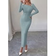 thumbnail image 3 of PRETTYGARDEN Womens Fall Long Sleeve Ribbed Sweater Dress | Breathable Knit Fabric, Elegant Bodycon Cut, Fashion Asymmetrical Neck, Night Out Party Dresses, Trendy Winter Clothes, 3 of 8