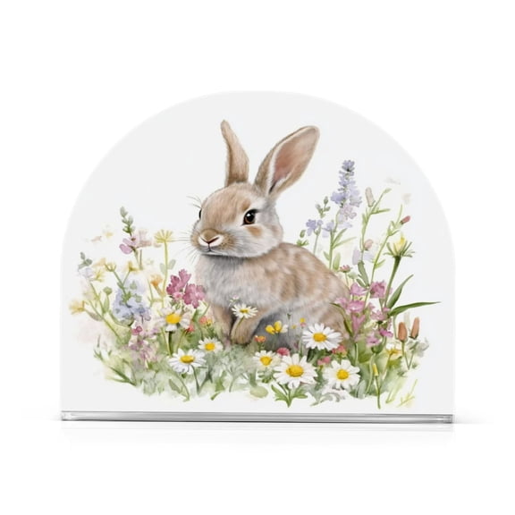 Standing Dining Table Napkin Holder, Napkin Holder for Table Kitchen Acrylic Paper Tissue Organization, Cute Little Rabbit