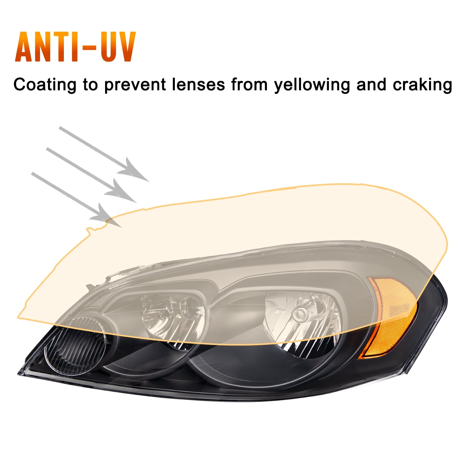 Headlights for 2006-2013 Chevy Impala 2006-2007 Monte Carlo Black Amber Headlamp