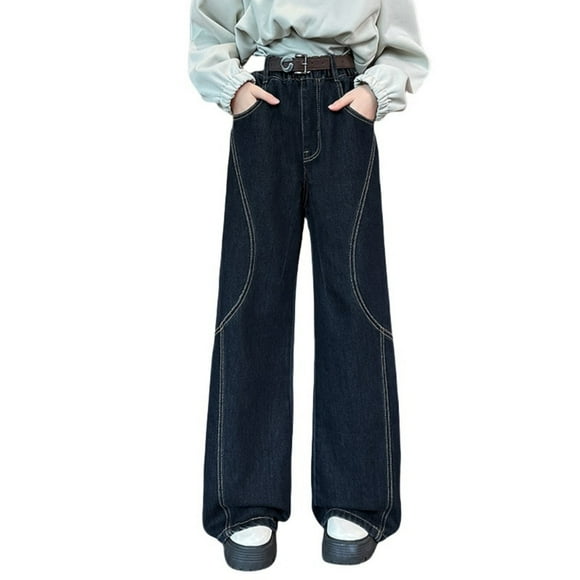 KVPLBQFD Slim Fit Jeans Girls Tall Jeans Pants Ice Skating Pants for Girls 7-8 Girls Clothes Warm Workout Clothes Cute Teen Girl Clothes, Dark Blue 12-13 Years