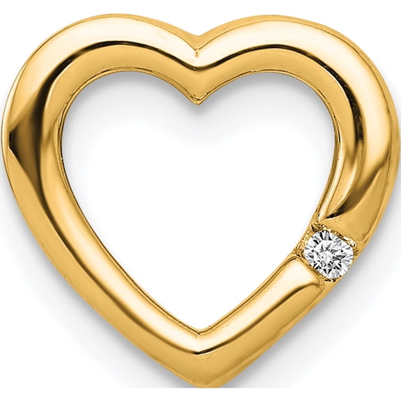14K Yellow Gold .01Ct. Diamond Heart Chain Slide (Width 10) (Length 10) - Jbsp