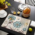 thumbnail image 3 of Blue Tulip Placemats Set of 4, Vintage Flowers Leaves Butterfly Botanical Placemats for Dining Table, Place Mats for Kitchen Tabletop, Waterproof Wipeable Dining Table Mats Set, 3 of 9