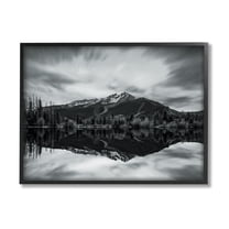 Stupell Industries Mountain Peak Reflection Landscape Photography Black Framed Art Print Wall Art, 14 x 11