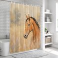 thumbnail image 6 of Brown Horse Head Bathroom Shower Curtains with 12 Hooks Polyester Waterproof Shower Curtain for Stalls and Bathtubs Vintage Farmhouse Western Decorative Bathroom Privacy Curtain 36x78 Inches, 6 of 9