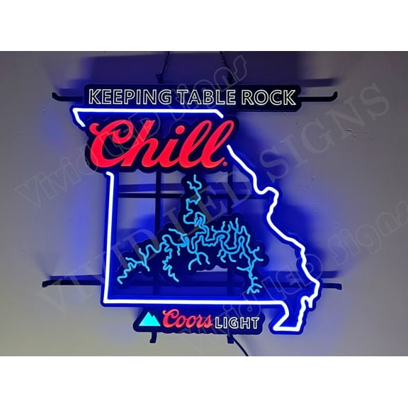 Queen Sense 24"x22" Custom Coor Light Chill Keeping Table Rock Mo State LED Sign Light Neon Signs With Dimmer Party Home Wall Decor Lights W124CLCKTRMOS-XLED