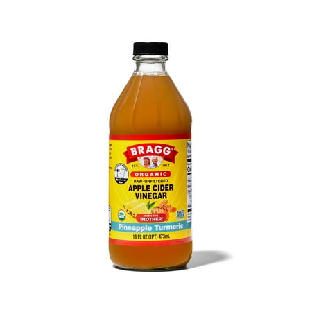 Bragg Organic Apple Cider Vinegar Pineapple Turmeric with The Mother, Raw and Unfiltered, 16 fl oz