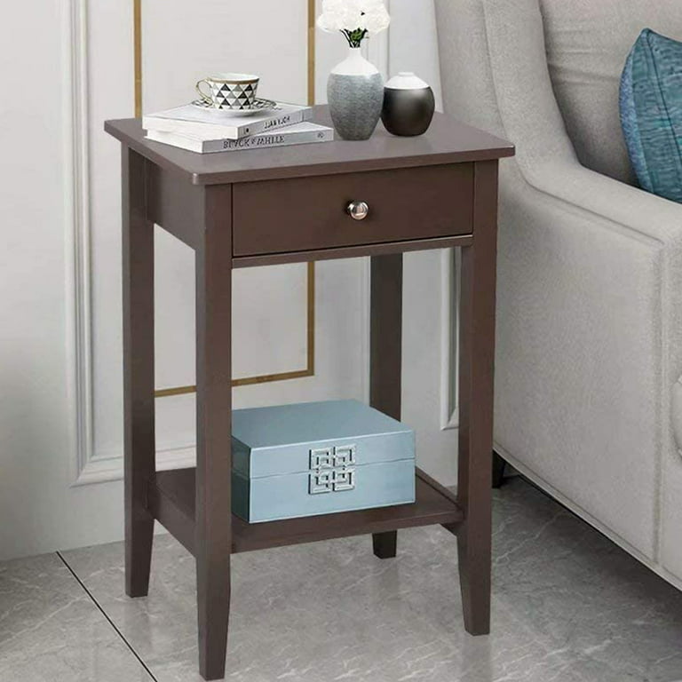 UWR-Nite 27.5 Tall Bedside Table, Wooden One Drawer Night Stand Chairside  End Table W/Shelf Modern Sofa Couch Side Table Telephone Table Accent  Furniture for Bedroom 