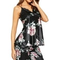 thumbnail image 4 of Liacowi Women 2Pcs Satin Pajama Set Floral Sling V-Neck Top +Long Elastic Pants, 4 of 5