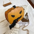 thumbnail image 3 of Bolso de mensajero con cadena en forma de calabaza con purpurina divertida, monedero pequeño para mujer (marrón), 3 of 5