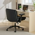 thumbnail image 5 of HUJHKIO Cross Legged Office Chair with Flip-Up Arms, Wide Swivel Chair, 360° Rolling Ergonomic Desk Chair, Adjustable Comfy Leather Seat for Home Office, Vanity & Study, Supports 300 lbs, Black, 5 of 9