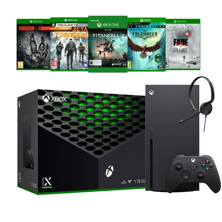 Xbox Series X Console Bundle - Flagship Xbox 1TB SSD Black Gaming Console and Wireless Controller with Five Games and Xbox Chat Headset