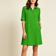 thumbnail image 3 of Gytharion Women's Casual Dresses Solid Color Lapel Buttoned A-Line Shirt Dresses Long Sleeve Loose Dresses with Pockets, 3 of 4