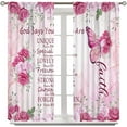 thumbnail image 2 of Pink Floral Bible Verse Quotes Curtain, Vintage Christian Scripture Window Treatments Butterfly Rose Flower Blackout Drapes for Women Bedroom Living Room Kitchen W42xL63in, 2 of 6