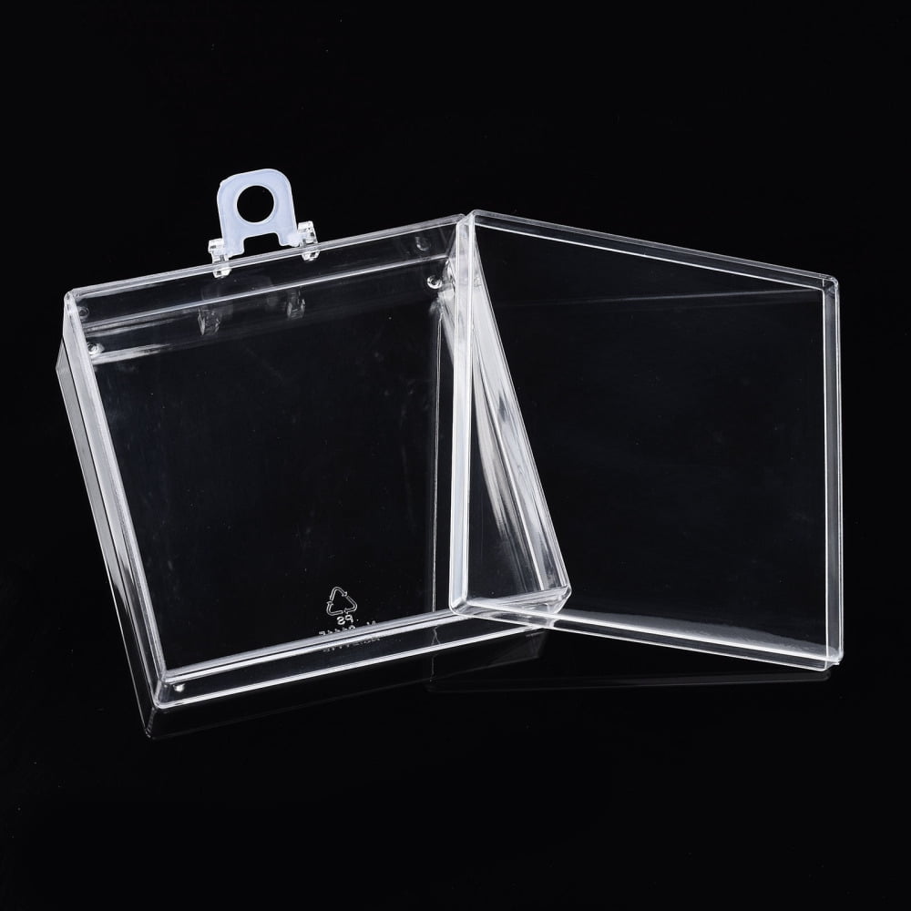 Polystyrene Bead Storage Containers 1 Compartments Organizer Boxes Square Clear 8.45x8.45x2.6cm Hole: 8mm Compartment: 8.1x8.1cm DIY