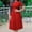 Red, variant on Plus Size Dresses for Women Pleated Trendy Tunic Crewneck Solid Color Ladies Dress Short Sleeve