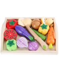 thumbnail image 1 of Juguetes de madera para 2 años - Juego de verduras, 9 juguetes cortables con cuchillo y bandeja de madera, gran regalo para cumpleaños de niños y niñas, 1 of 5